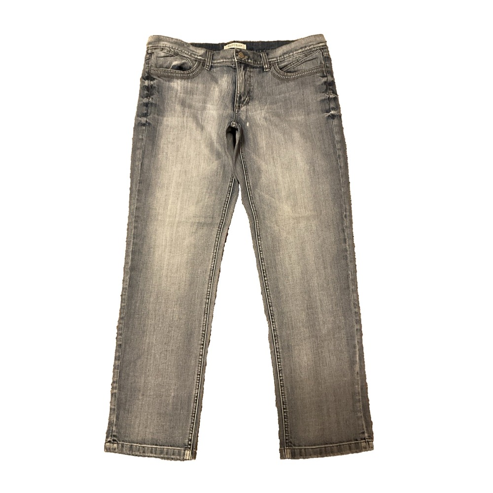 White House Black Market Noir Jeans Size 12 Slim Leg Bleached Out Blue